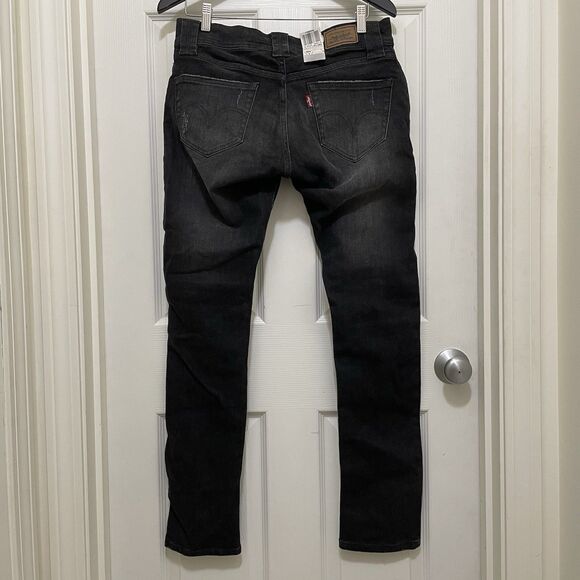 Vintage Levi's 504 Slouch Skinny Black Mid Rise Stretch Size 9M NWT Y2K Grunge - Picture 2 of 9